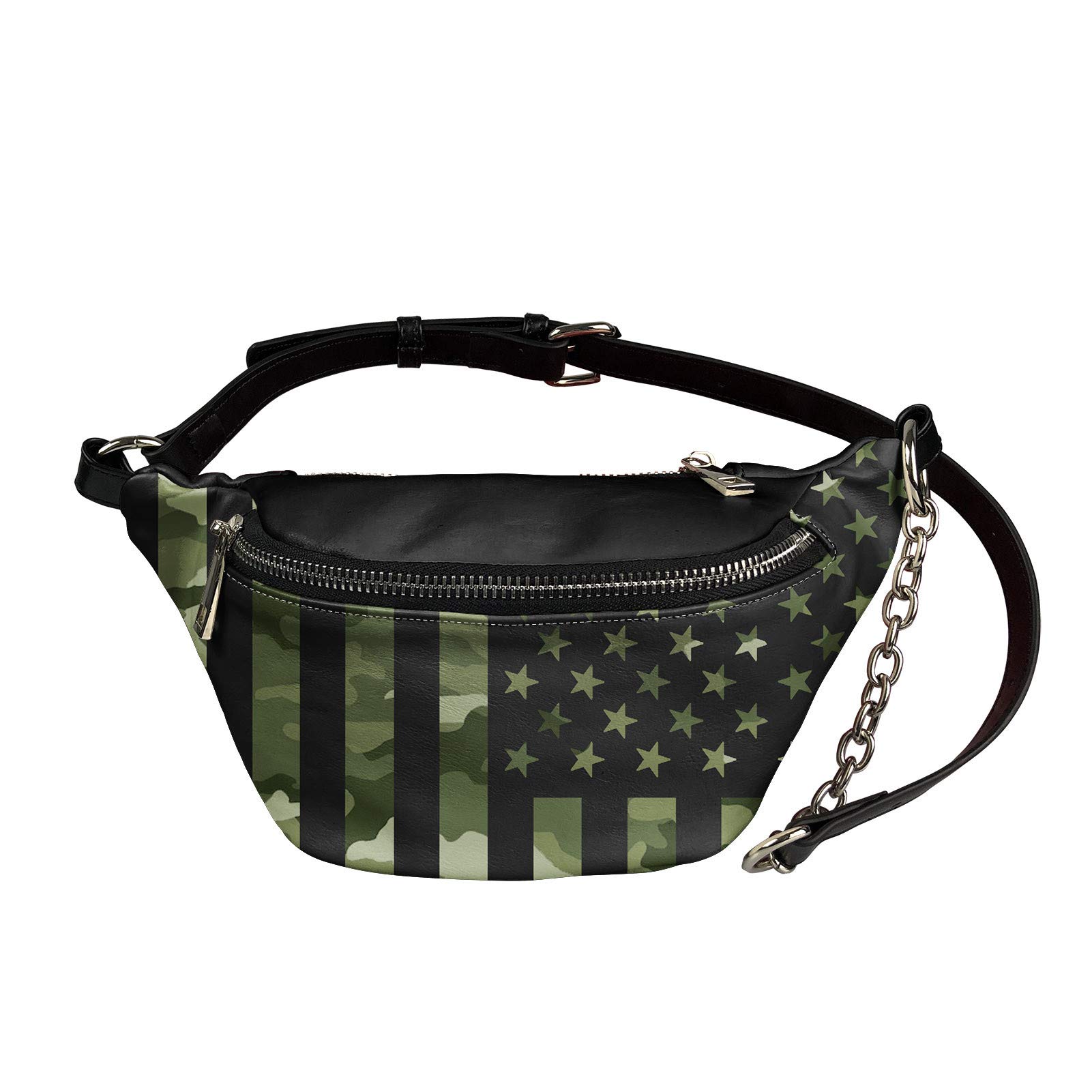 American Flag Gym & Shopping Crossbody Bag - Women's PU Leather Waist Pack with Multiple Pockets - Perfect for Workouts, Travel & Outdoor Activities | Camouflage Design