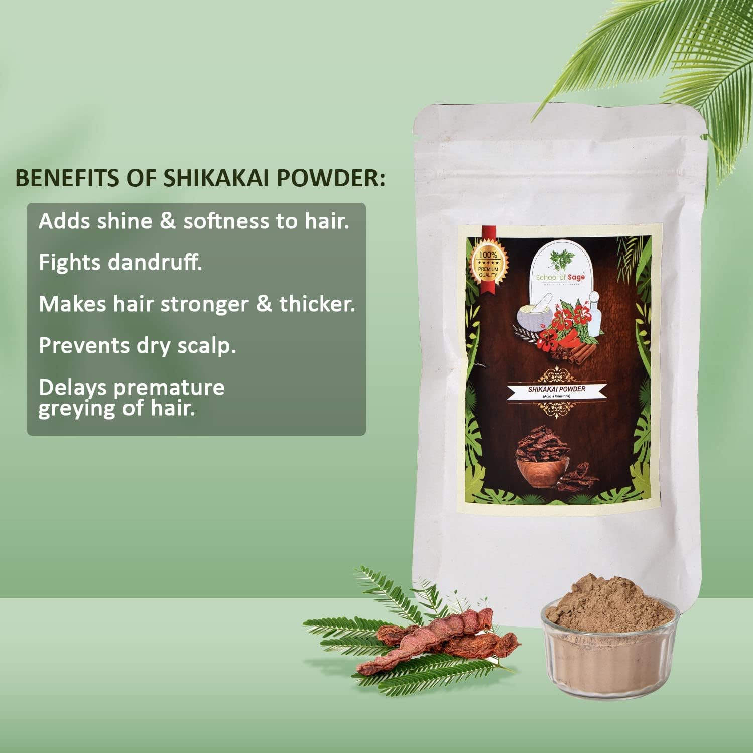 Organic Shikakai Powder for Hair Growth & Scalp Care | Acacia Concinna Natural Hair Treatment | 75g (Pack of 2) | Ideal for DIY Hair Masks, Ayurvedic Cleansing & Herbal Hair Wash