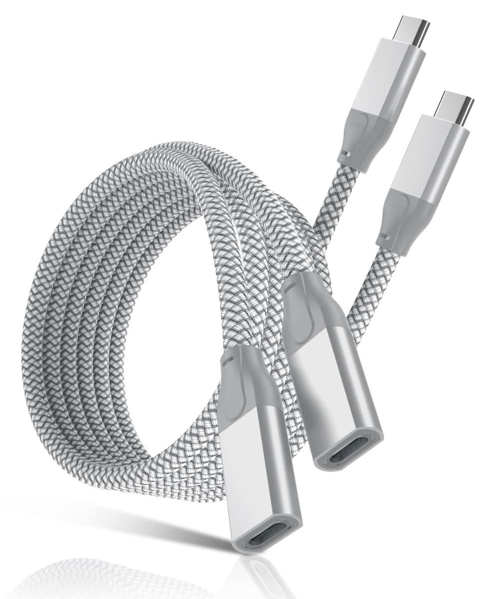 Basesailor USB Type C Extension Cable 3.3FT 2Pack - USB C 3.1 Gen 2 10Gbps 100W Female to Male Adapter - Thunderbolt 3 Extender Cord for MacBook Pro, iMac, iPad Air Mini, Magsafe Charger | Perfect for Home Office, Gaming & Travel Charging