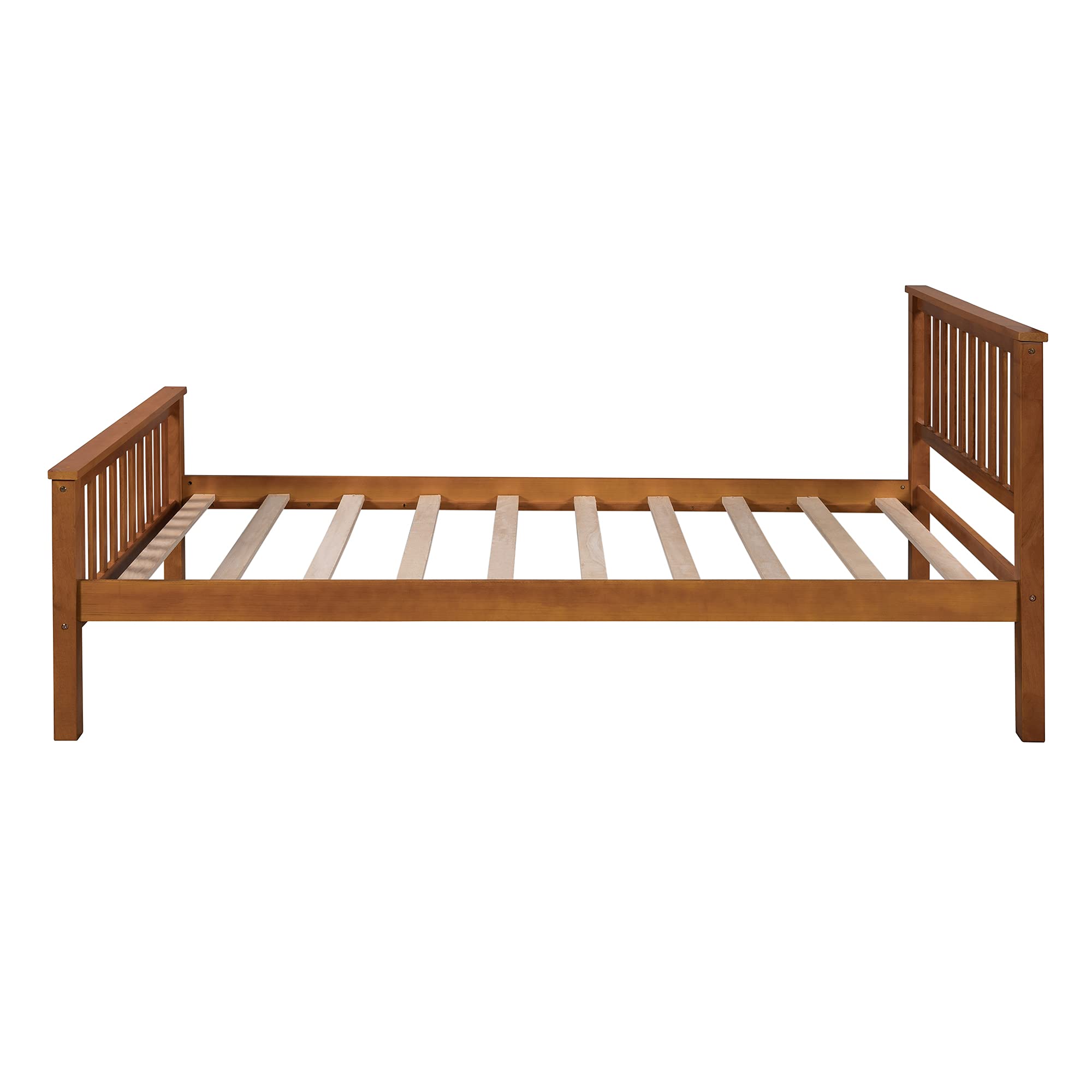 Harper & Bright Designs Solid Wood Twin Bed Frame with Headboard & Footboard - No Box Spring Needed, Sturdy Platform Bed for Kids & Teens - Perfect for Bedrooms, Guest Rooms & Dormitories (Oak Finish)