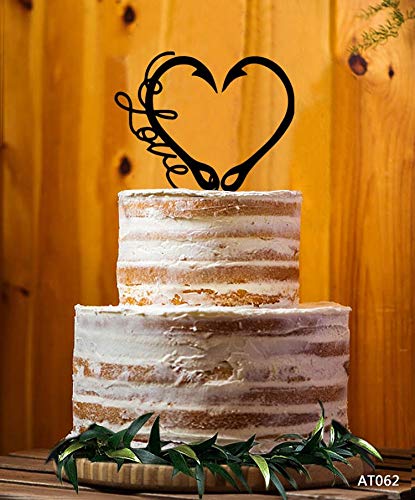 Custom Love Hook Heart Cake Topper - Acrylic Interlocking Hook Wedding Cake Decor (AT062) | Perfect for Wedding Cakes, Anniversary & Birthday Celebrations