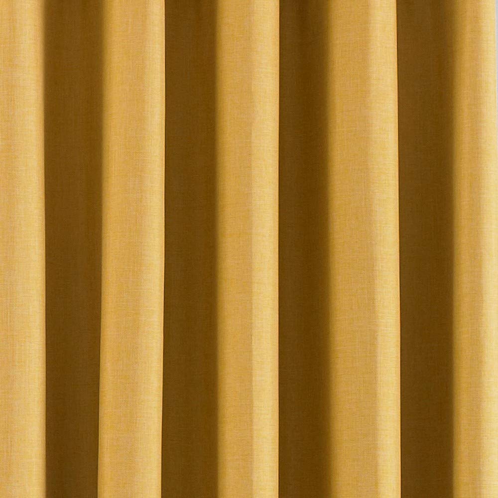 Blackout Eyelet Curtains - 66 x 54 Inches (168 x 137cm) - Polyester Fabric in Ochre Color - Perfect for Bedroom & Living Room Light Blocking & Privacy