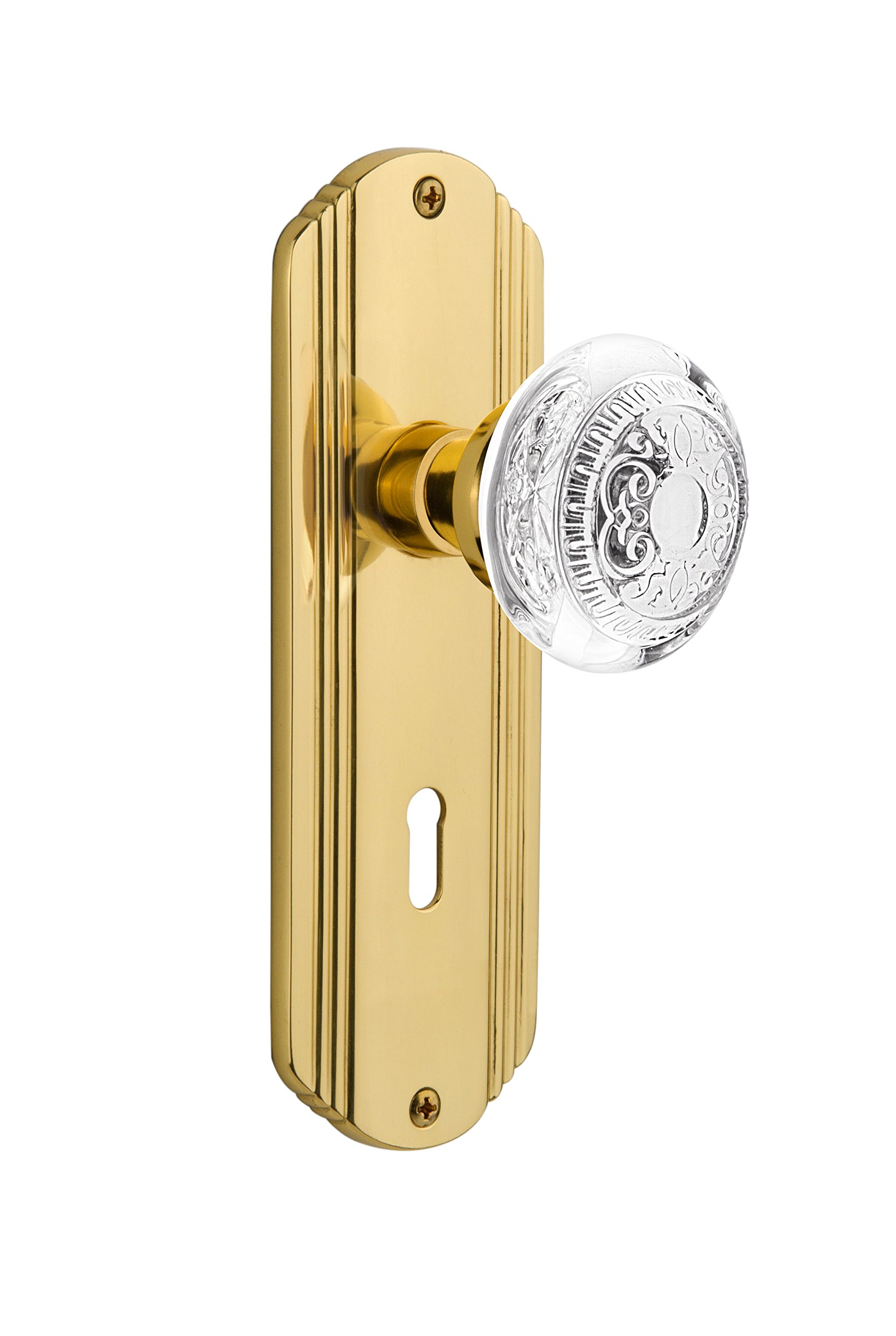 Nostalgic Warehouse 750488 Passage Deco Plate with Keyhole Crystal Egg and Dart Knob - 2.375