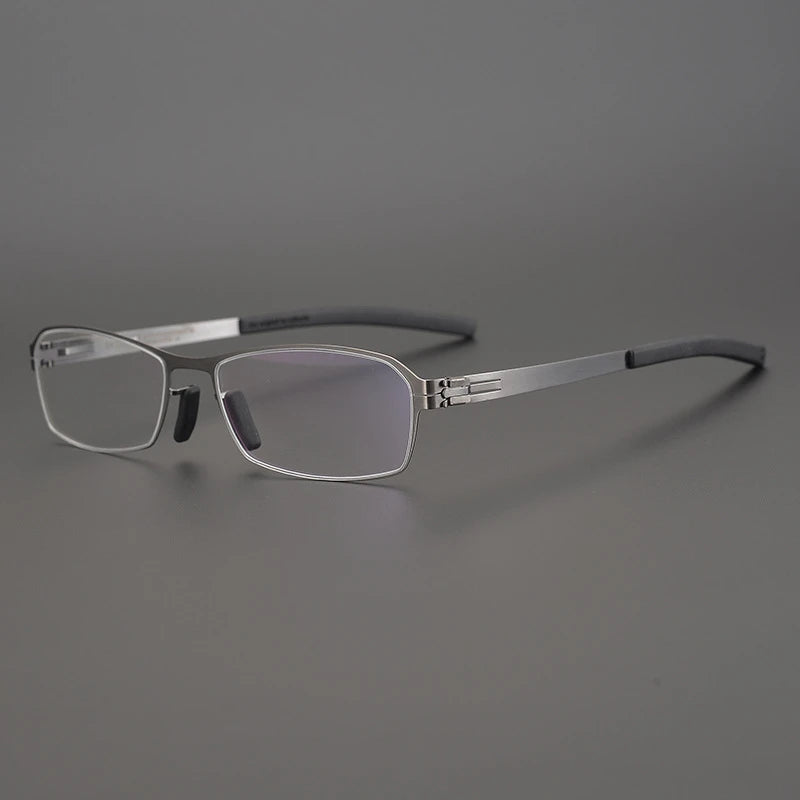 Black Unisex Semi-Rimless Square Screwless Steel Eyeglasses Frame 49006 - Perfect for Reading, Work & Fashion Accessories