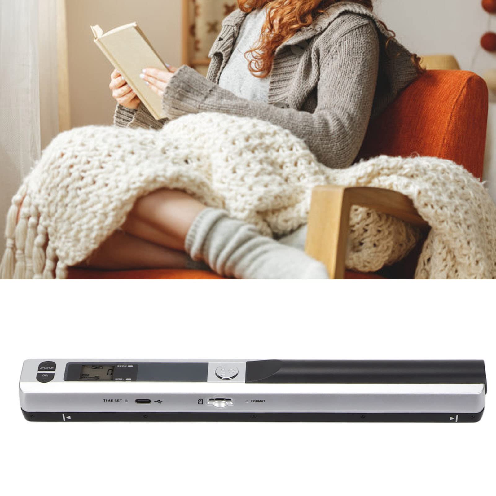Portable Handheld Scanner - Compact & Lightweight Document & Photo Scanner with High-Resolution Imaging (Silver/Black) | Perfect for Office, Travel, Home Use & Digitizing Receipts