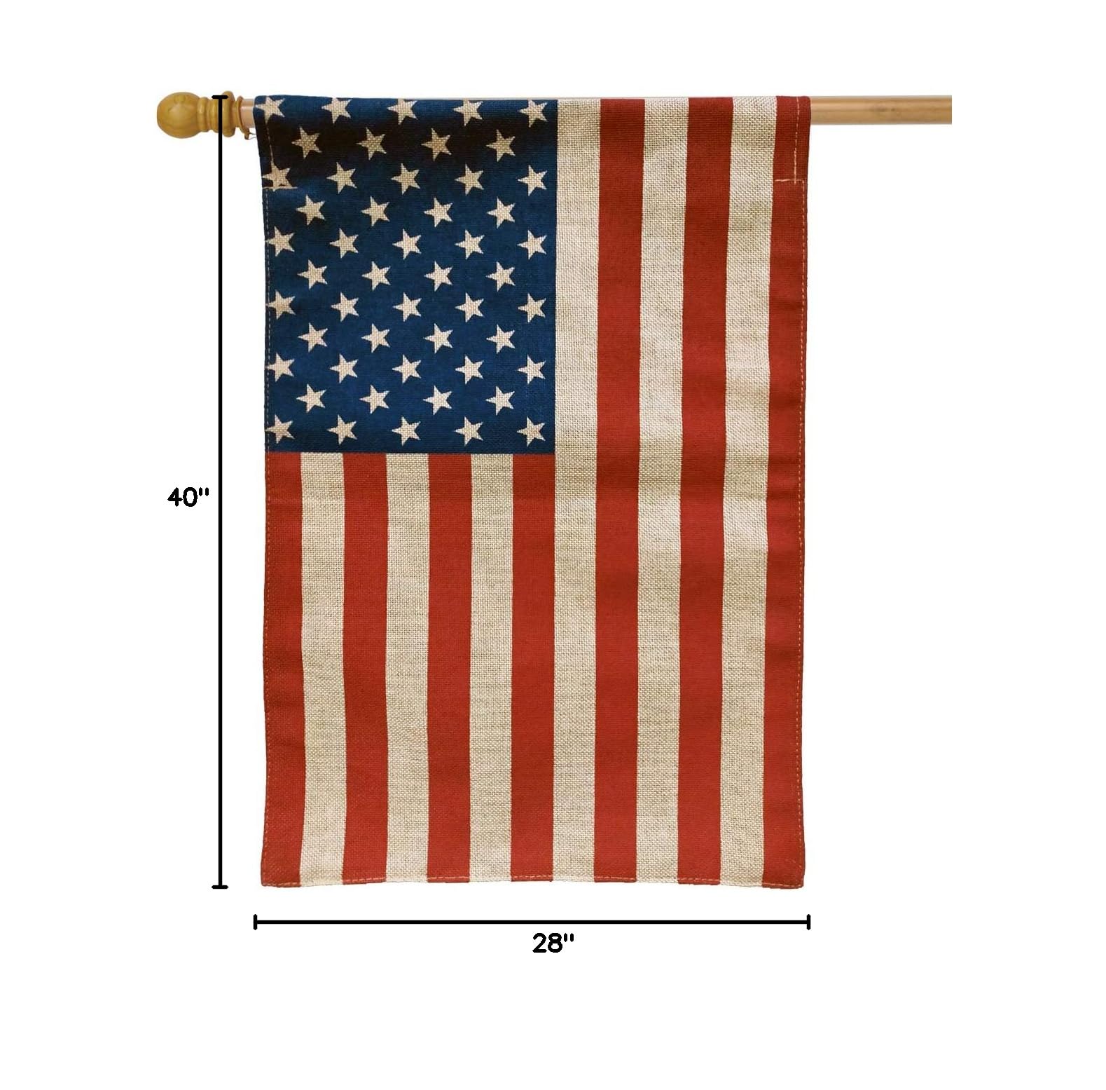 American Flag Burlap House Flag 28x40 Inch - USA Patriotic Decorative Outdoor Flag for Porch, Garden & Yard - Briarwood Lane Collection
