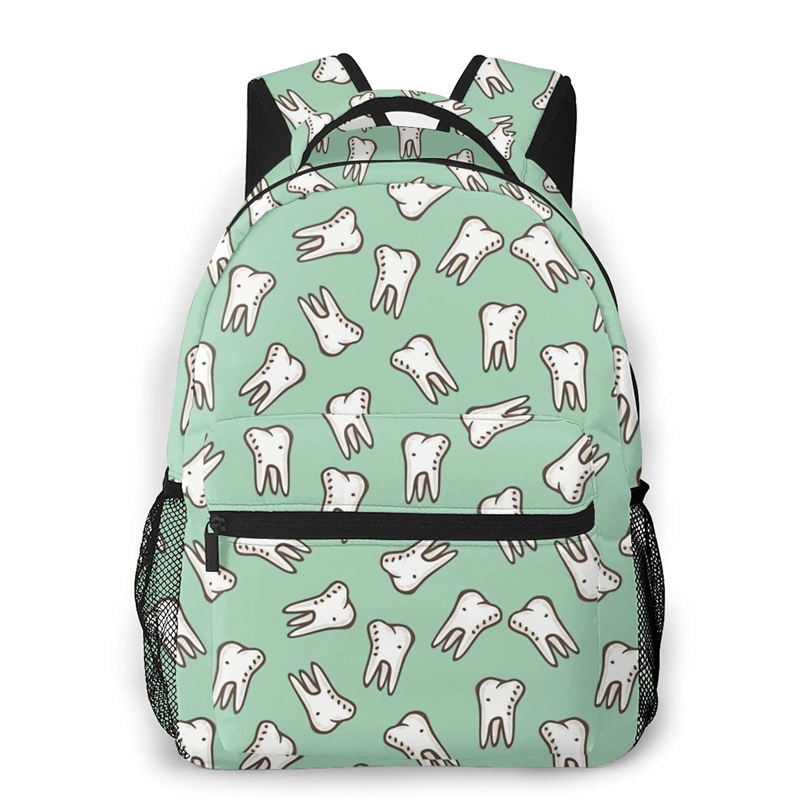 Funny Dental Teeth Print Backpack - Cute Tooth Design Daypack for School, Travel & Work - Durable Casual Book Bag for Dentists, Students & Professionals