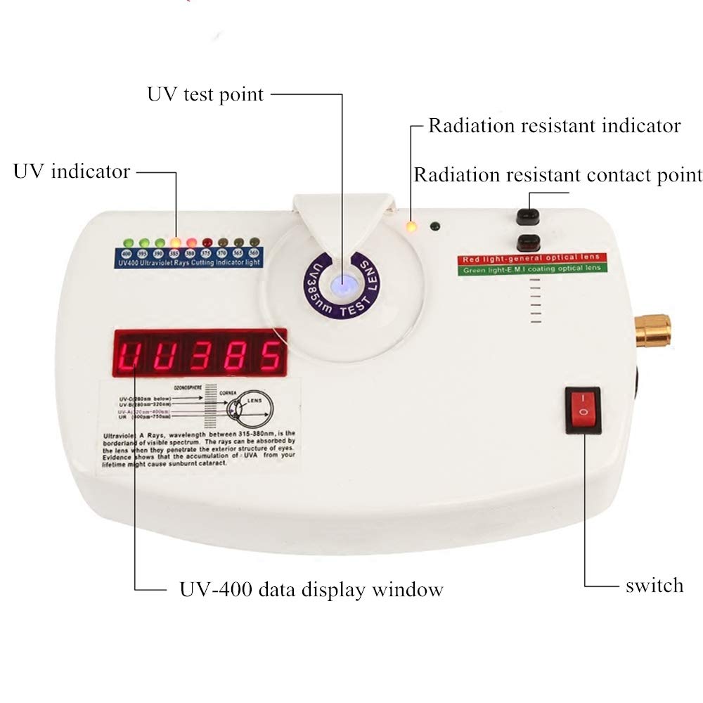 MXBAOHENG UV Radiation Tester - Optical Lens Analyzer for Anti-Radiation Glasses Testing, UV Protection Measurement Equipment (110V) - Perfect for Eyewear Shops, Optometrists & Home UV Safety Checks