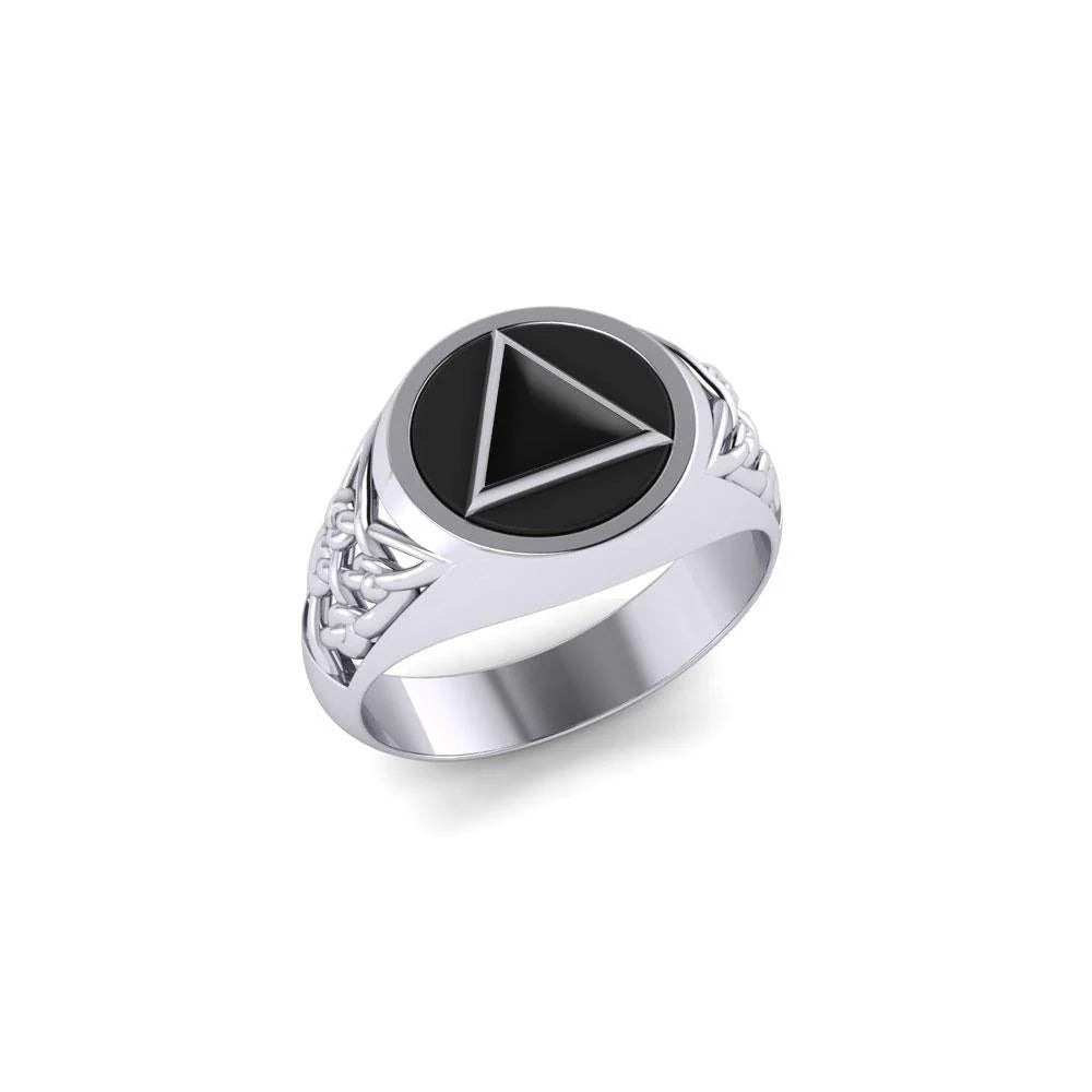 Celtic AA Recovery Silver Ring for Men & Women - Strength & Unity Symbol TR1020 - Perfect for Gifts, Weddings & Spiritual Healing