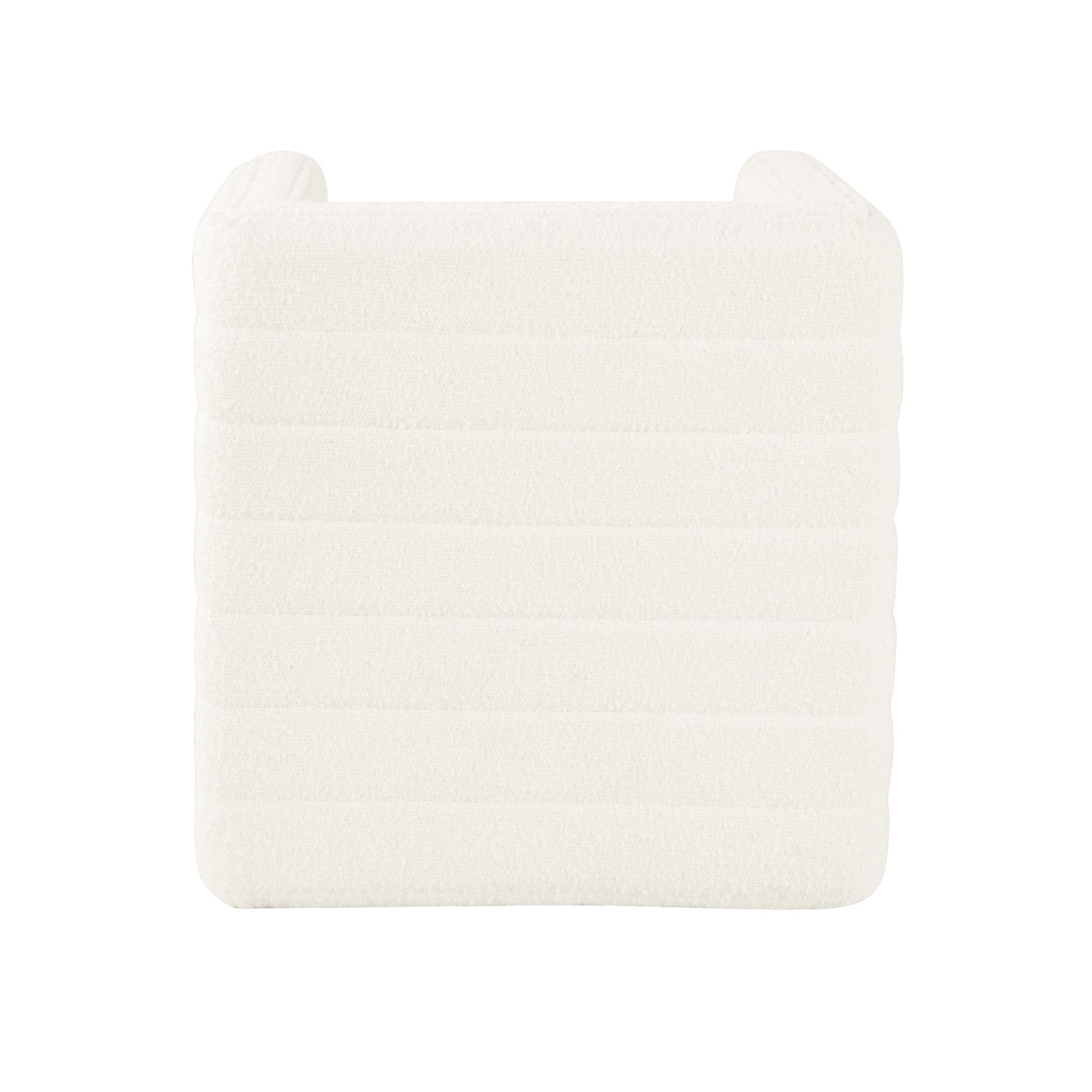HomePop Modern Channel Tufted Ottoman - Cream Boucle Upholstered Storage Footstool | Living Room, Bedroom & Nursery Decor | Perfect for Extra Seating, Footrest or Coffee Table Use