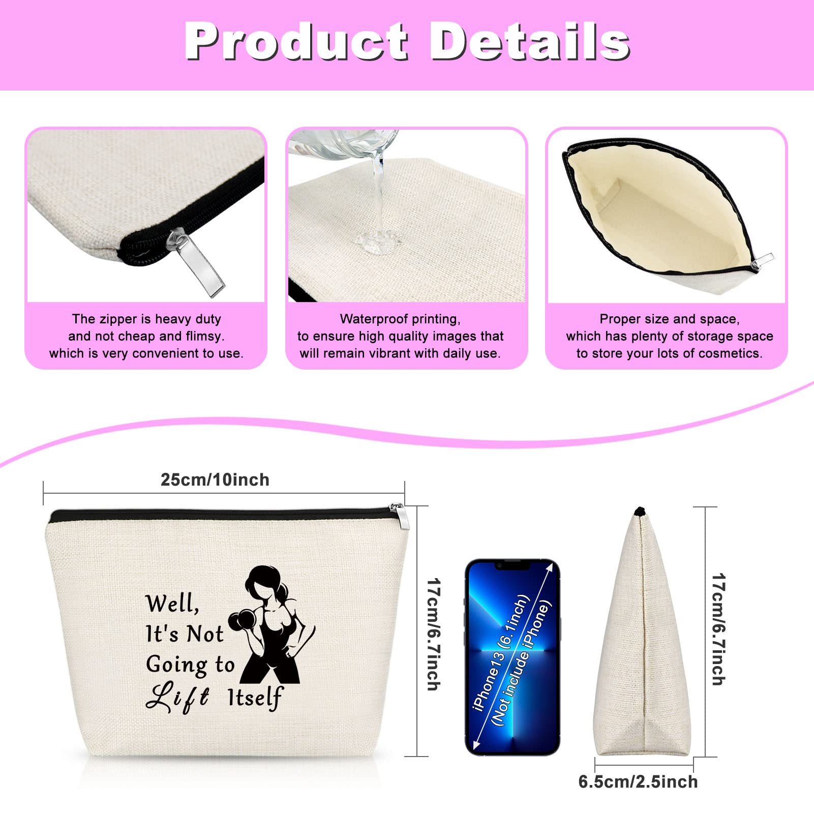 Premium Weightlifting Makeup Bag - Perfect Gift for Fitness Lovers, Coaches & Trainers - Durable Cosmetic Organizer for Gym, Travel & Work - Ideal for Appreciation, Retirement & Thank You Gifts
