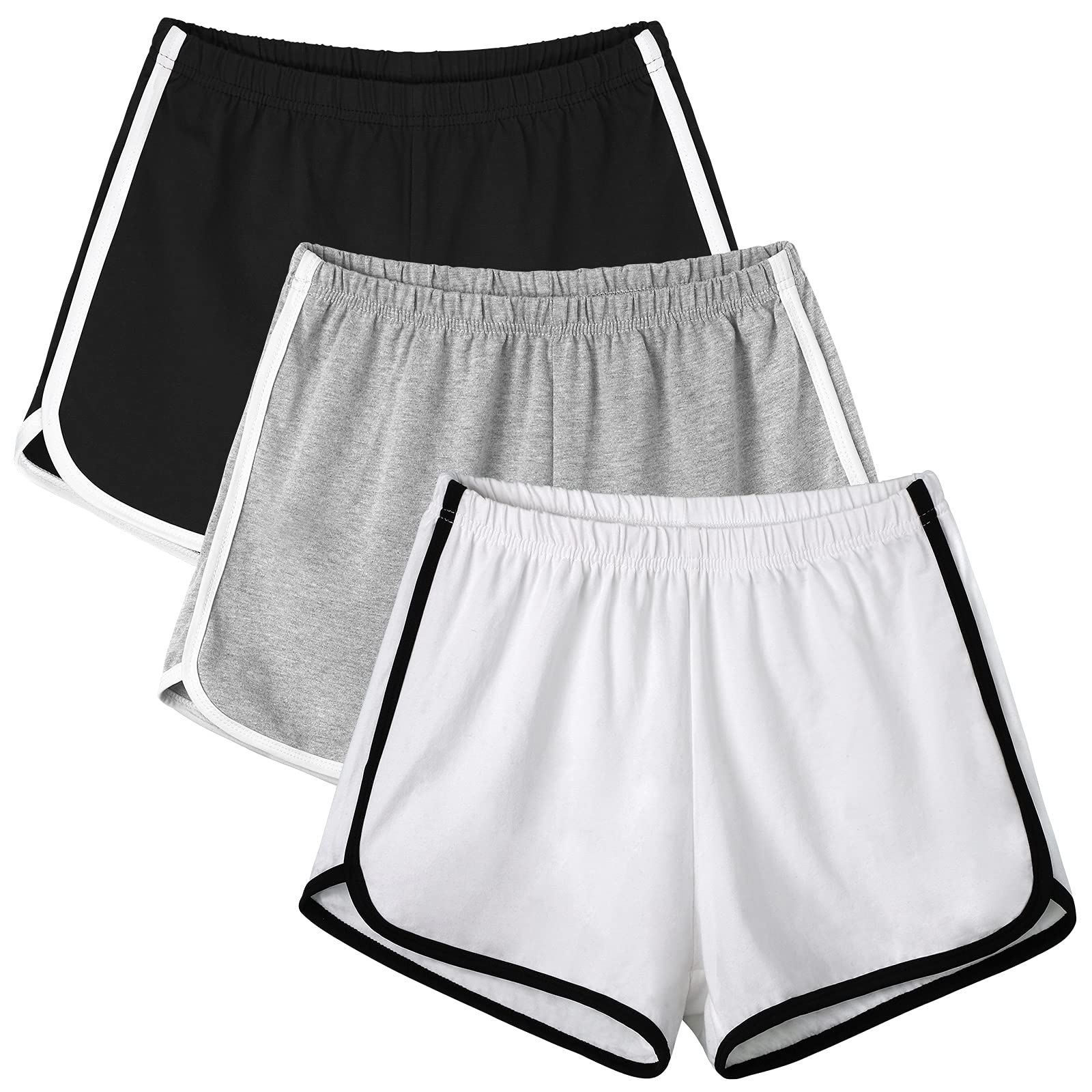 Motarto 3 Pack Women's Cotton Sports Shorts - Breathable Athletic Yoga Shorts for Running, Workout & Dance - Perfect for Summer, Gym & Casual Wear