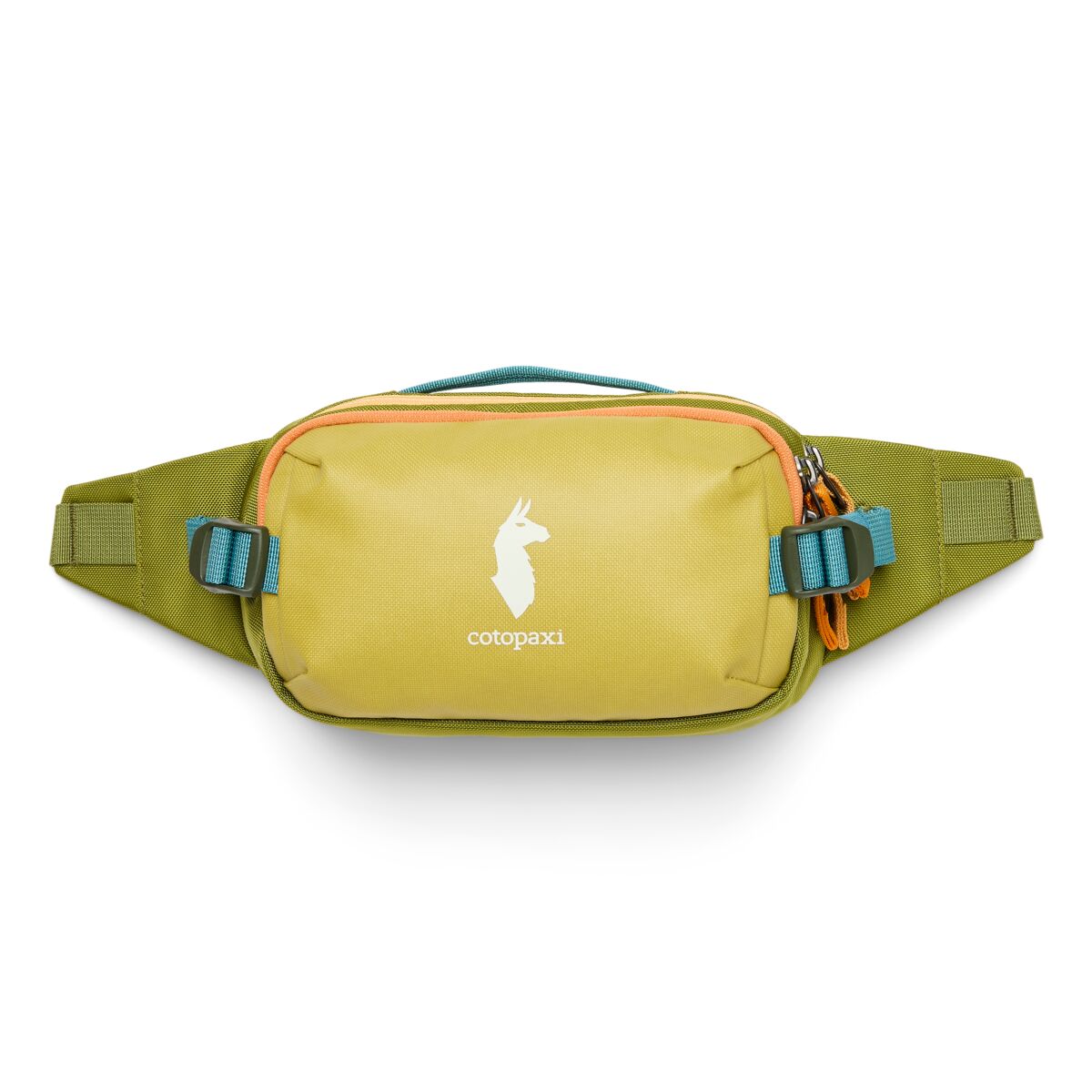 Cotopaxi Allpa X 1.5L Hip Pack - Waterproof Waist Bag for Travel, Hiking & Running - Compact Fanny Pack with Adjustable Belt - Lemongrass & Cedar Color - Perfect for Outdoor Adventures & Daily Use
