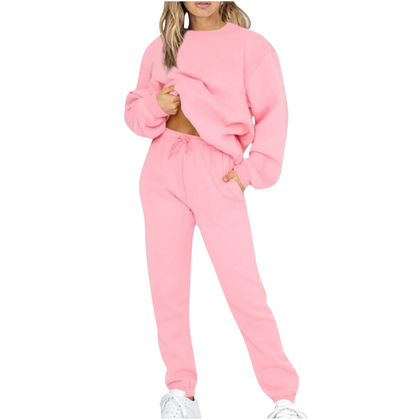 Women's 2-Piece Lounge Set - Long Sleeve Sweatshirt & Sweatpants Outfit | Cozy Winter Workout Tracksuit for Home, Yoga & Running | Fall Winter Casual Wear
