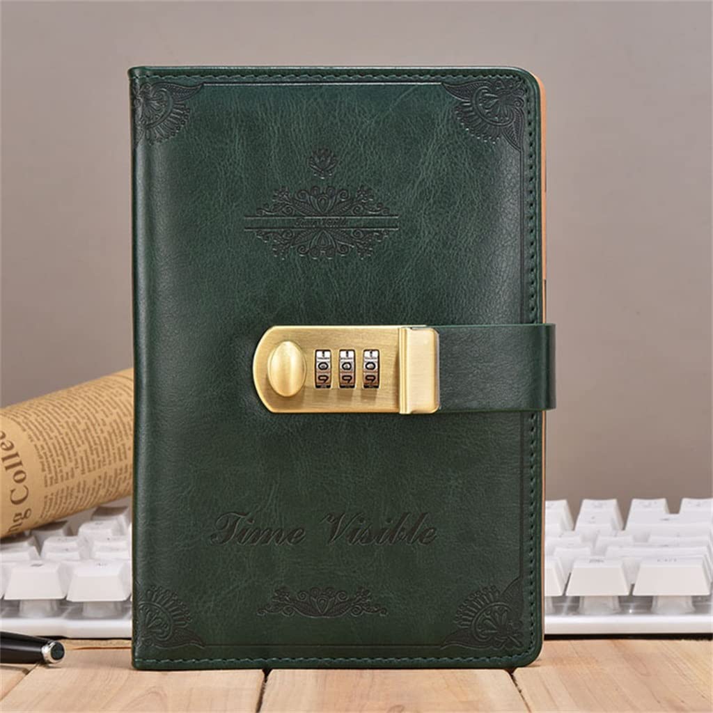 LLRYN Leather Cover Lockable Diary Notebook - B6 Size with Secure Code Lock for Business, Personal Journal & Secret Notes (Color: C) | Perfect for Office, School & Travel Organization