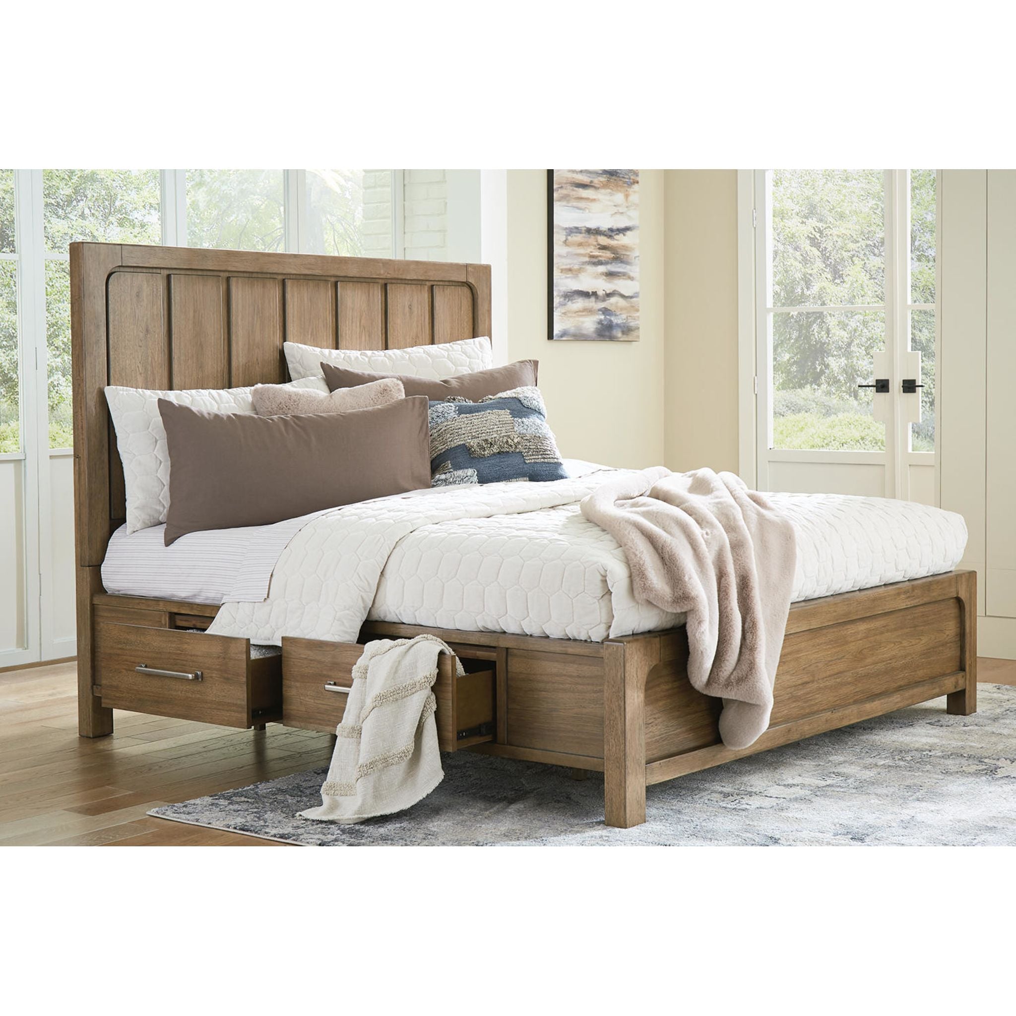 Cabalynn 5-Piece King Size Bedroom Set with Storage - Modern Bed Frame, Nightstand & Dresser - Perfect for Master Bedroom, Guest Room & Small Space Organization