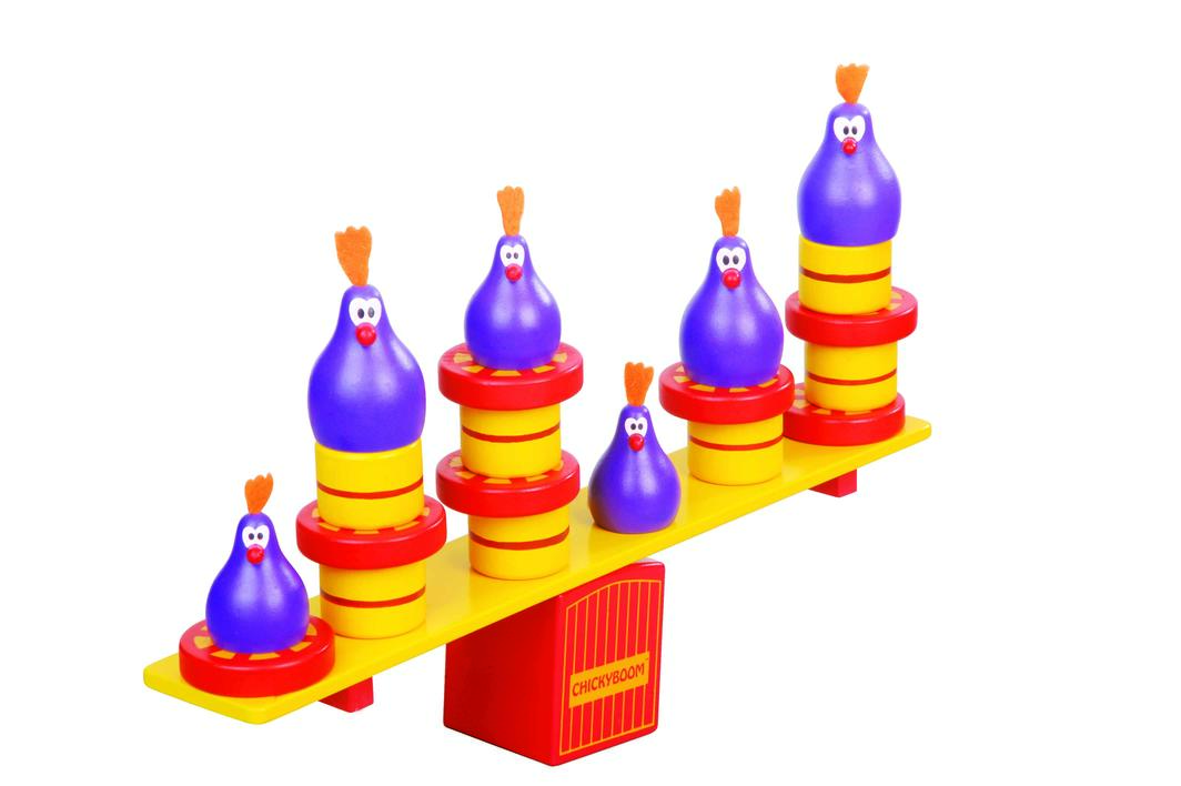 ChickyBoom Wooden Balancing Game for Kids & Adults - Fun Family Board Game for Parties, Indoor Activities & STEM Learning