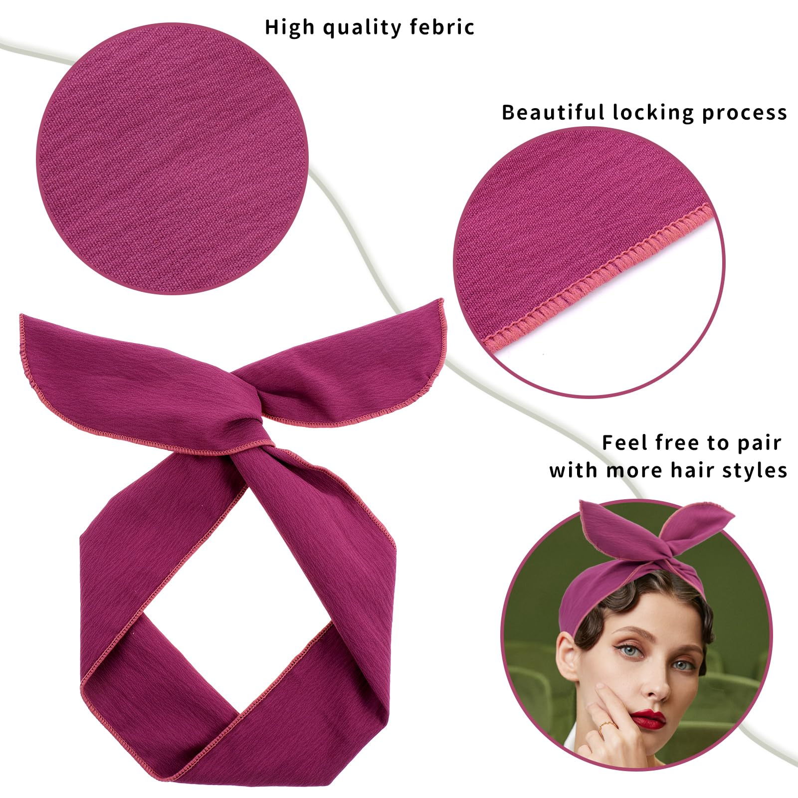 Women's Solid Wire Headbands - 8 Pack Fashion Twist Bow Bunny Ears Hairbands for Workout, Yoga, Running & Soccer | Non-Slip Hair Accessories for Sports & Daily Wear
