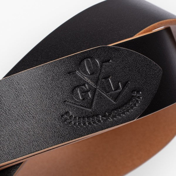 Premium OGL Single Prong Garrison Buckle Leather Belt - Hand-Dyed Black for Men | Classic Dress Belt for Business, Office & Formal Occasions