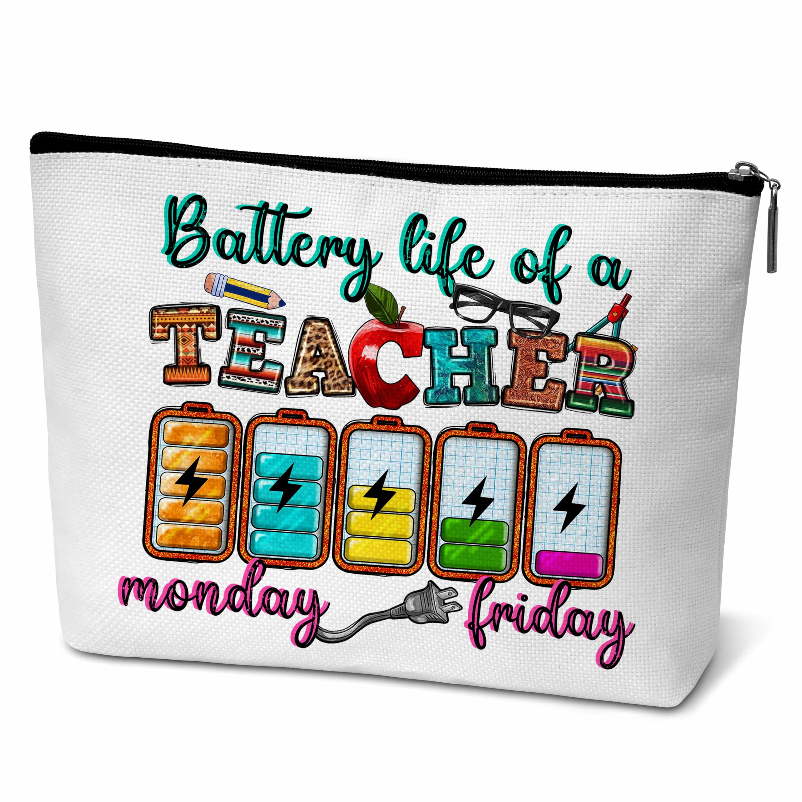 ONDTOM Teacher Appreciation Gifts - Elegant Makeup Bag for Women Teachers, Best Battery Life Gift Idea for Teacher's Day, Friends & Colleagues - Perfect for Classroom, Office & Daily Use (Style B17)