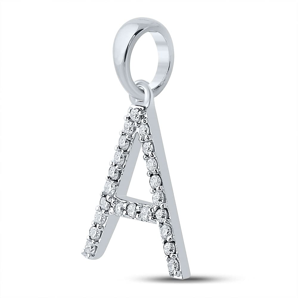 10K White Gold Women's Round Diamond Initial 