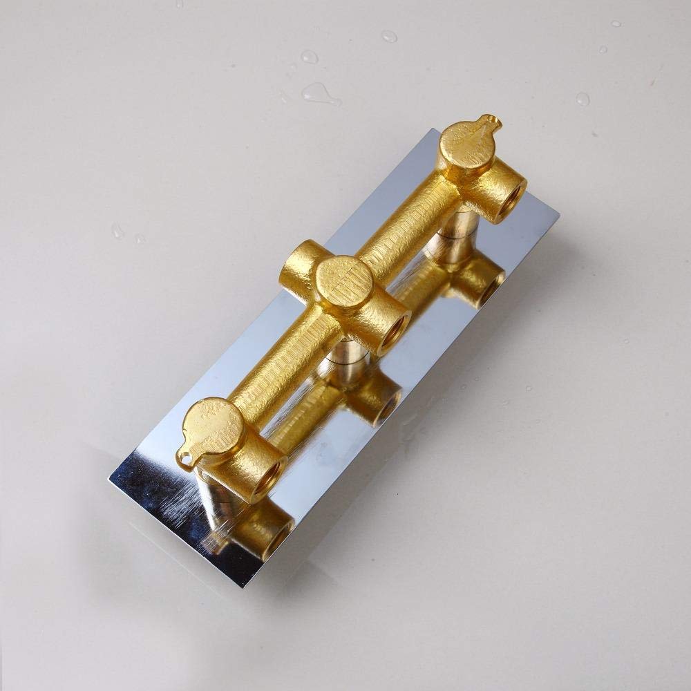 Luxury Square Rainfall Shower Head - Wall Mounted Brass Waterfall Shower Set with Handle for Modern Bathroom | Perfect for Spa-Like Experience & Relaxing Showers