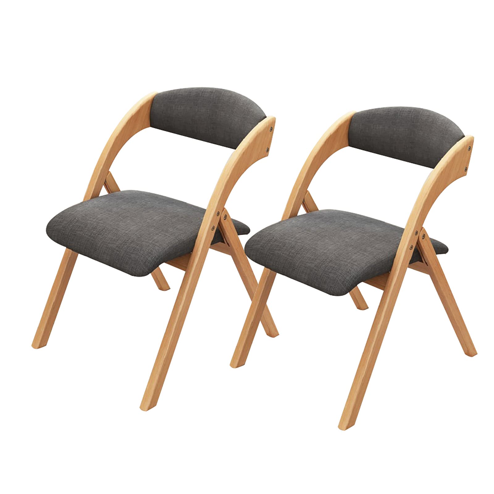 DSHOME 2-Pack Wooden Folding Chairs with Backrest - Modern Portable Upholstered Dining Chairs for Home, Office & Conference - Dark Gray | Space-Saving Seating Solution for Small Apartments, Outdoor Events & Temporary Gatherings