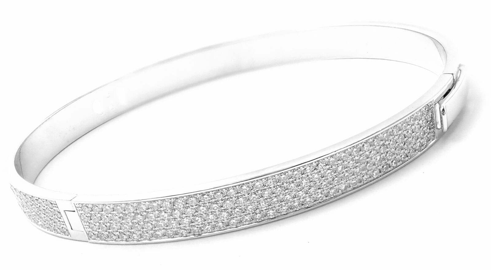 Authentic Hermes H D'Ancre 18k White Gold Diamond Small Bangle Bracelet - Luxury Jewelry for Women, Perfect Gift for Anniversary, Birthday & Special Occasions