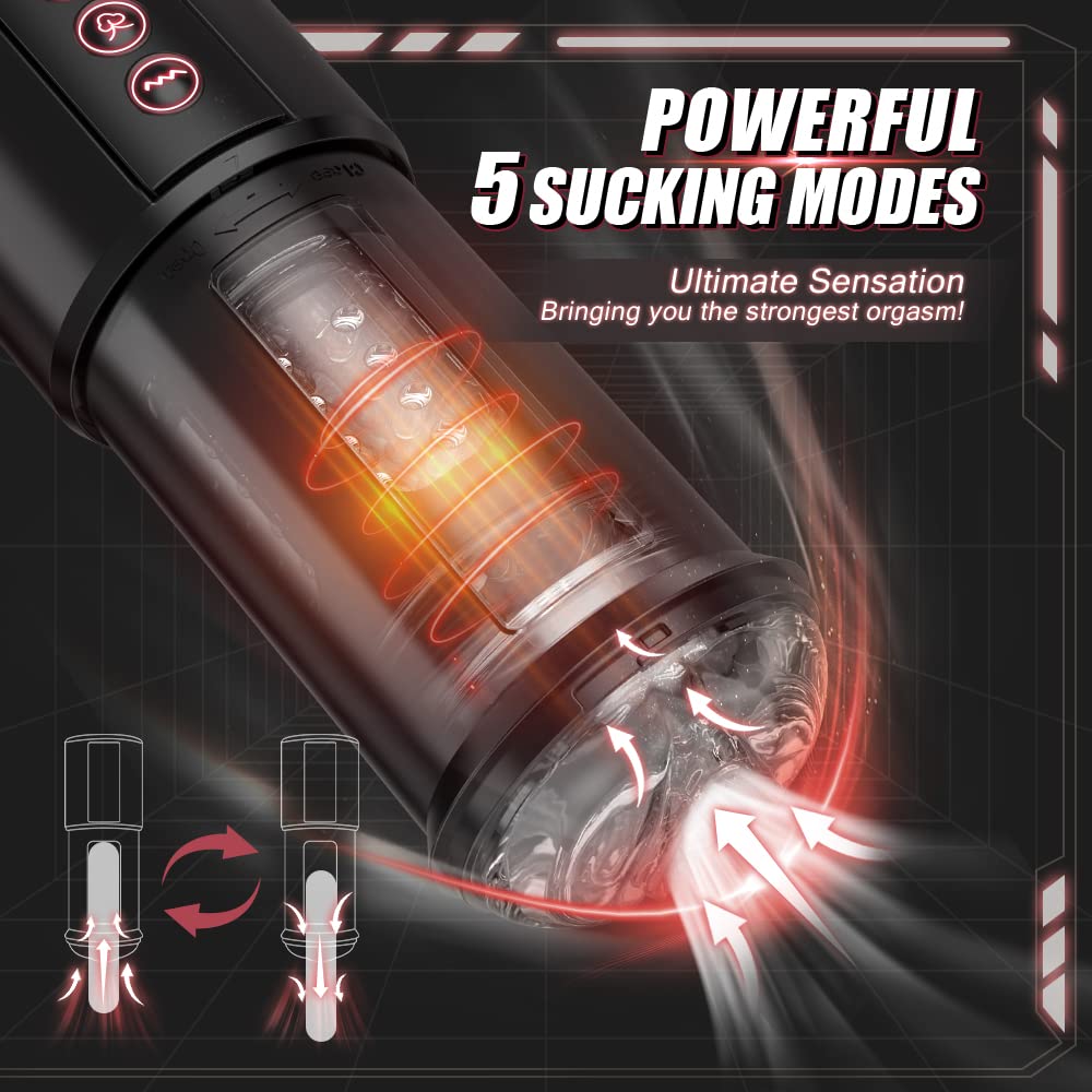 3 in 1 Automatic Male Masturbator Cup with Sucking, Vibrating & Thrusting Modes - Realistic Vagina Pocket Pussy Stroker with 3D Textured for Penis Stimulation - Adult Oral Sex Toy for Men - Perfect for Solo Play, Couples Fun & Discreet Masturbation