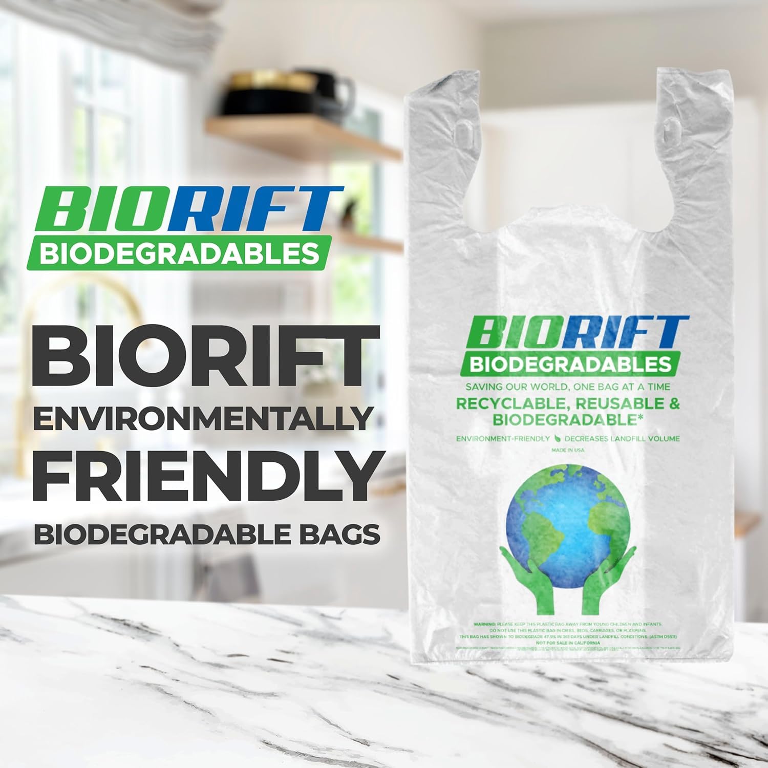 Eco-Friendly Biodegradable Thank You Bags - 1000 Pack Bulk | Extra Thick & Durable Reusable Shopping Bags | 100% Compostable for Grocery, Restaurant & Supermarket Use | 12” x 6.5” x 22” Plastic-Free Bulk Bags | Perfect for Retail Stores, Takeout Orders & Eco-Conscious Shoppers