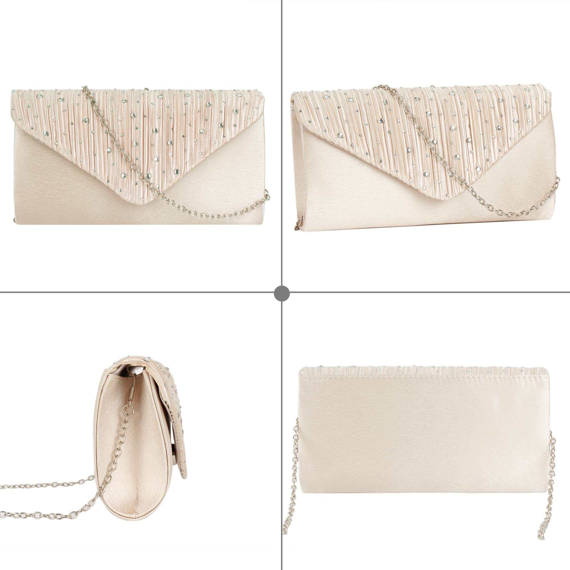 Elegant Satin Clutch Purse for Women - Party Evening Bag with Flap Envelope Design - Perfect for Weddings, Prom, Cocktail Parties & Formal Events