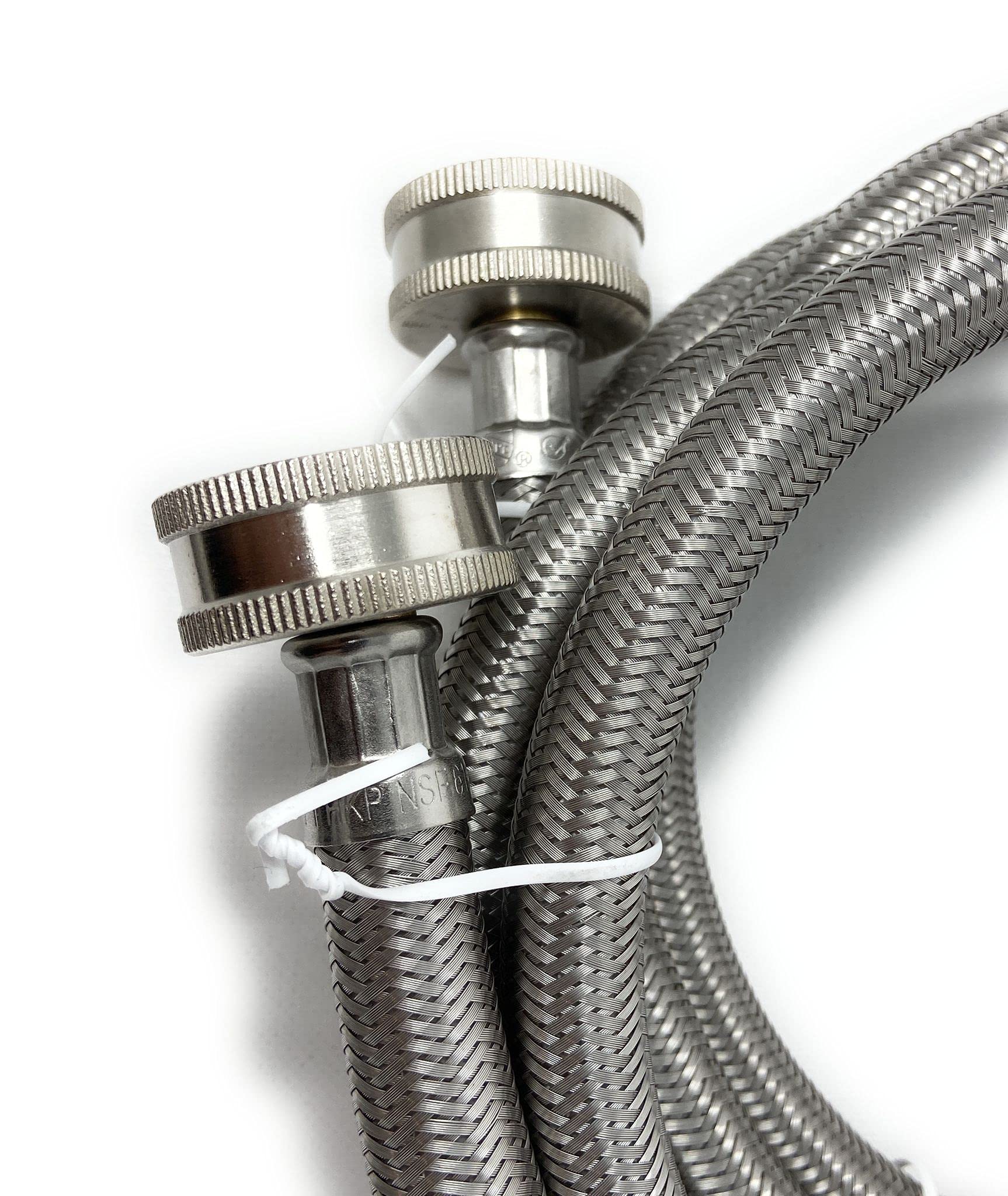 Premium Stainless Steel 4ft Washing Machine Hoses - Burst Proof & Leak Proof 2 Pack (Hot & Cold Water Supply) - Heavy Duty Inlet Hoses for Washers - Perfect for Laundry Rooms, Apartments & Home Use