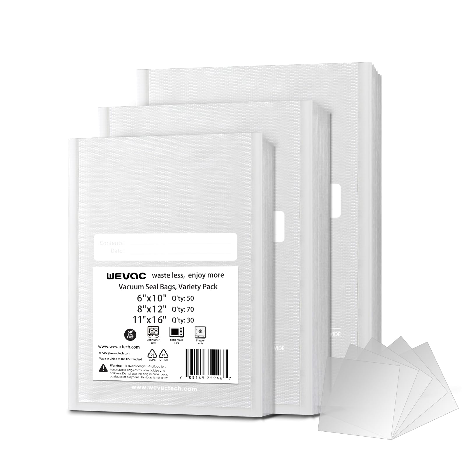Premium Vacuum Sealer Bags for Food Saver, Seal-a-Meal & Weston - 150 Count (11