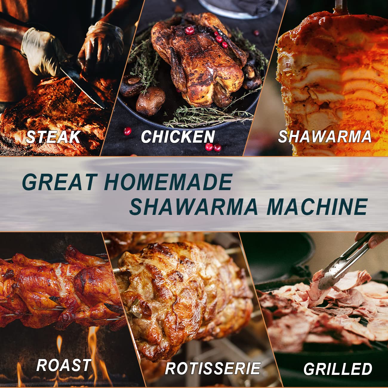 Li Bai Commercial Shawarma Machine - 110V Doner Kebab Grill with 2 Burners, Stainless Steel Vertical Rotisserie Broiler for Gyro, Chicken & Meat - Perfect for Restaurants, Food Trucks & Home Kitchens (Propane Gas Powered)
