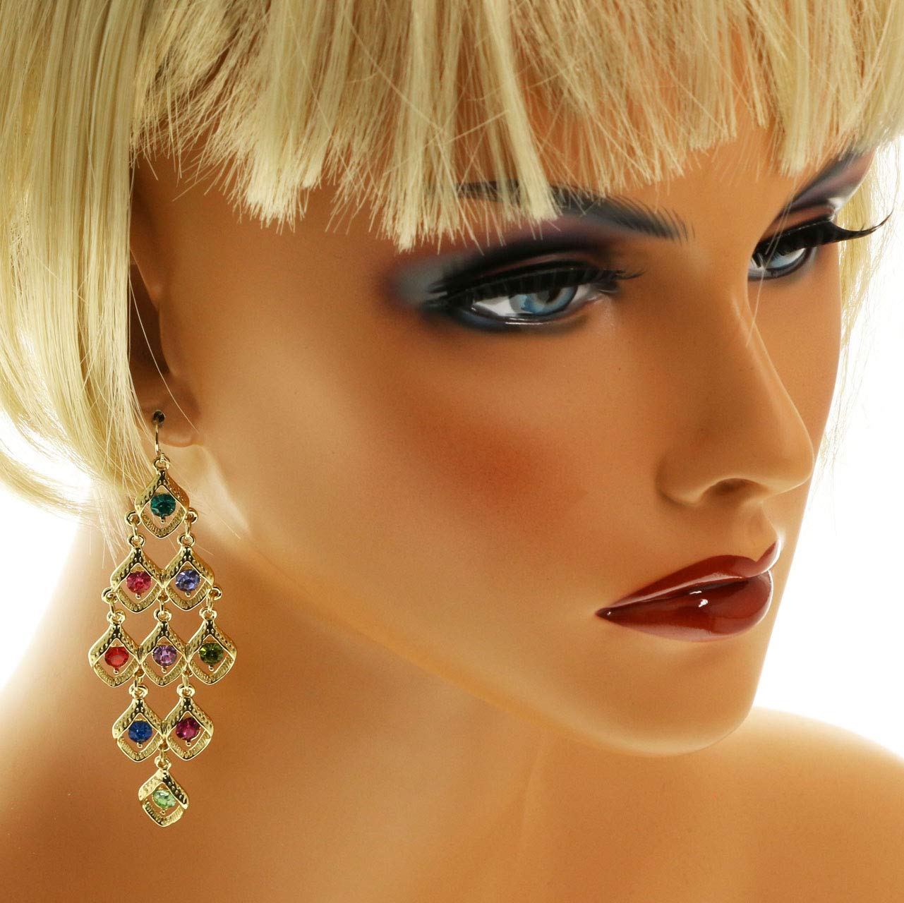 Mi Amore Gold-Tone Crystal Dangle Earrings for Party & Wedding