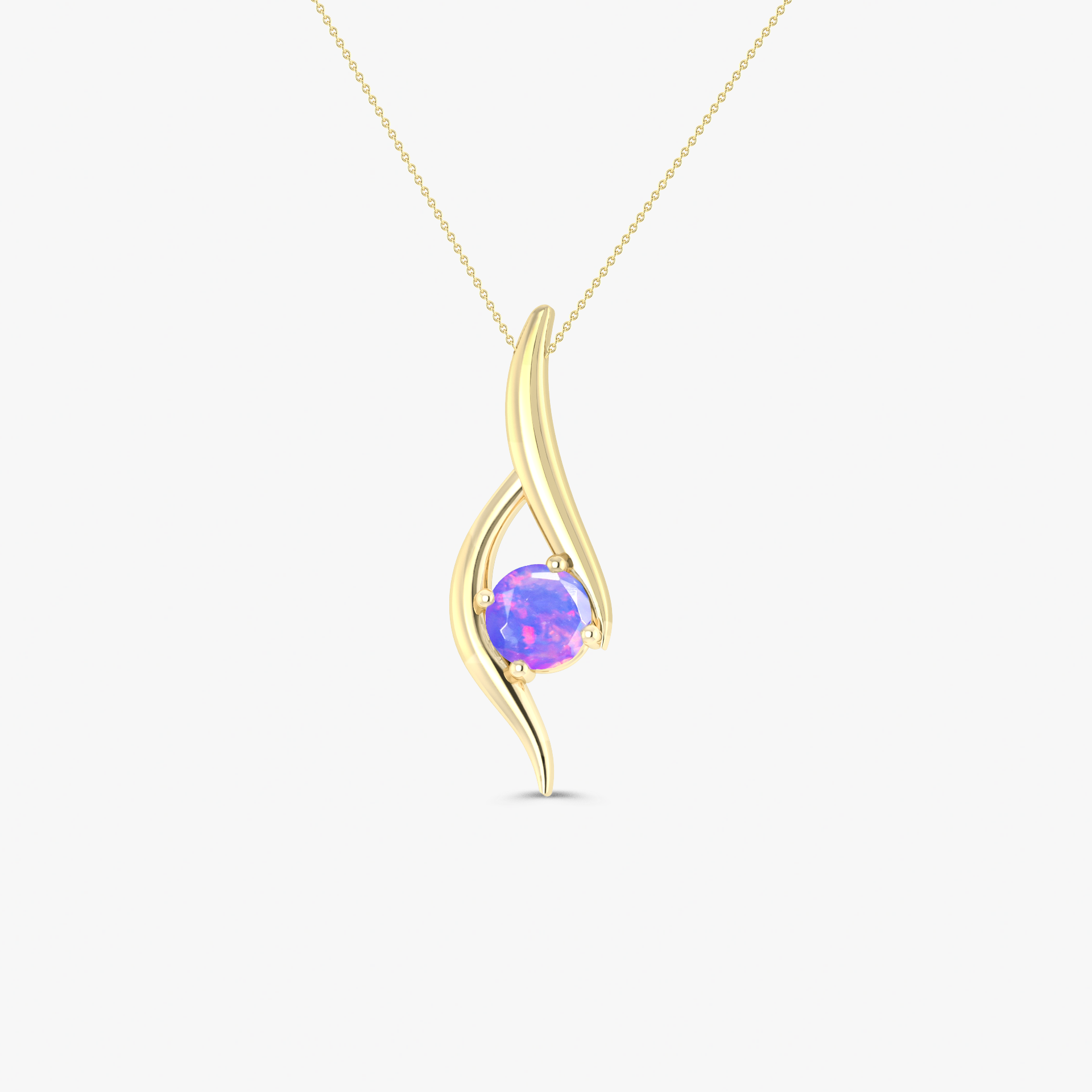 Natural Lavender Opal Bypass Pendant Necklace - Dainty Gold Chain Jewelry for Women, Gift for Her, Birthday, Anniversary, Valentine's Day