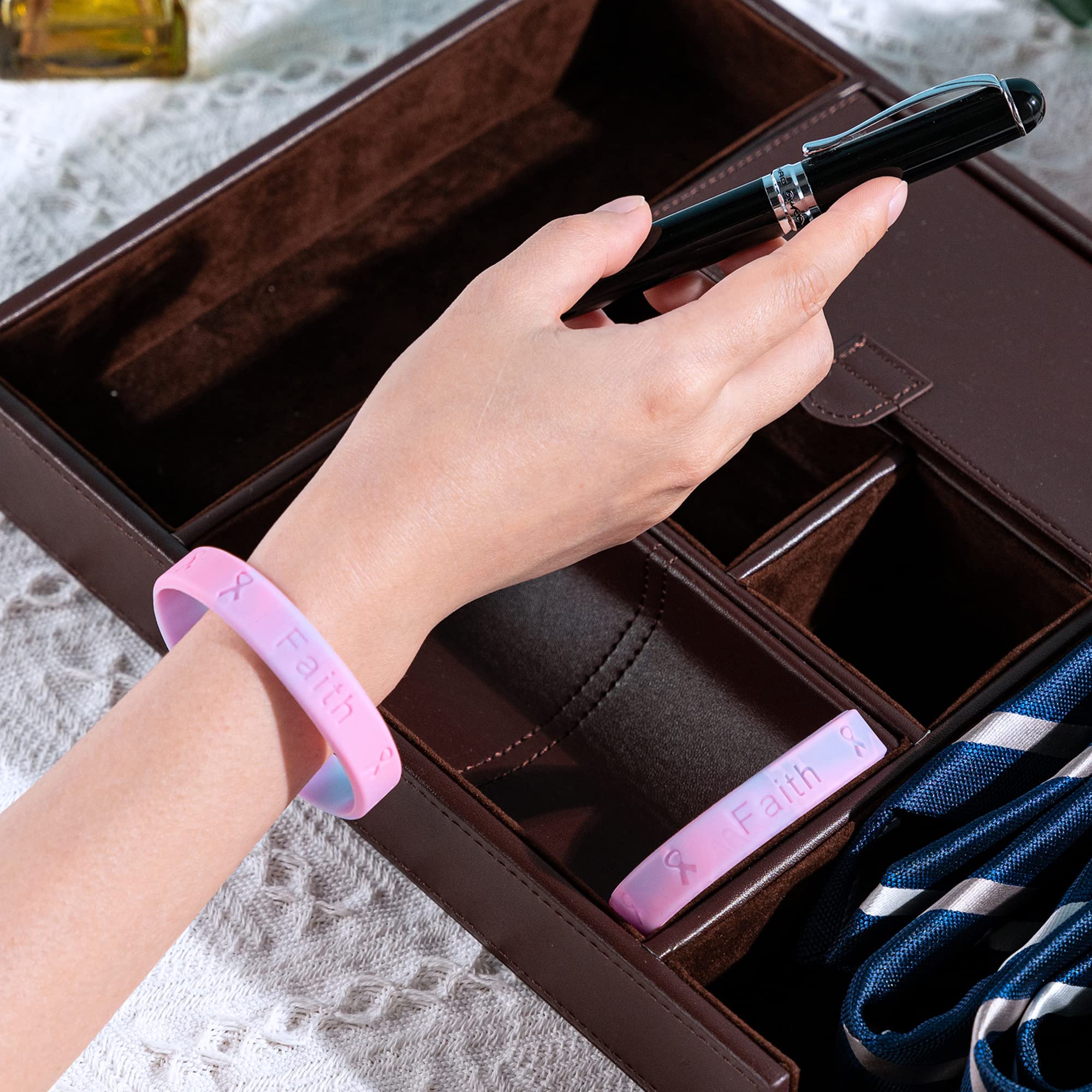 Pink & Blue Silicone Awareness Bracelets Bundle Pack - Memorial, Fundraising, Gift for Women & Men - Perfect for Cancer Awareness, Charity Events & Daily Wear
