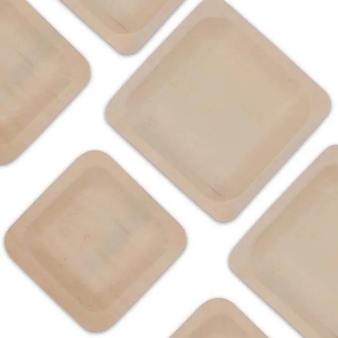 5.5 Inch Square Poplar Wood Plate - Natural Wood Serving Tray for Cheese, Charcuterie, Desserts & Appetizers - Perfect for Parties, Weddings & Home Decor