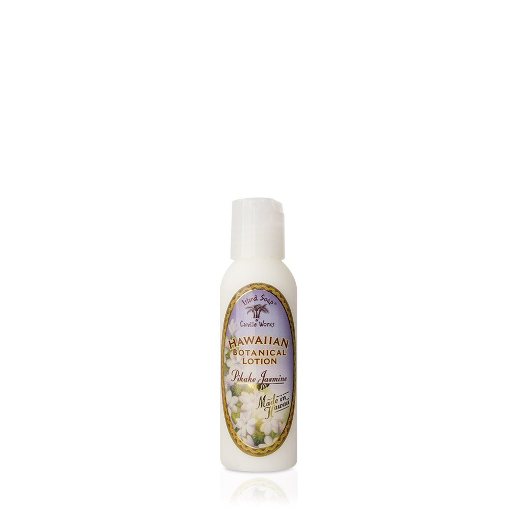 Island Soap and Candle Works Jasmine Scented Body Lotion for Men & Women - Paraben-Free Moisturizing Lotion with Hawaiian Pikake Jasmine - Hydrating Skincare for Dry Skin - 2 Fl Oz Travel Size - Perfect for Vacation, Gym Bag & Daily Use