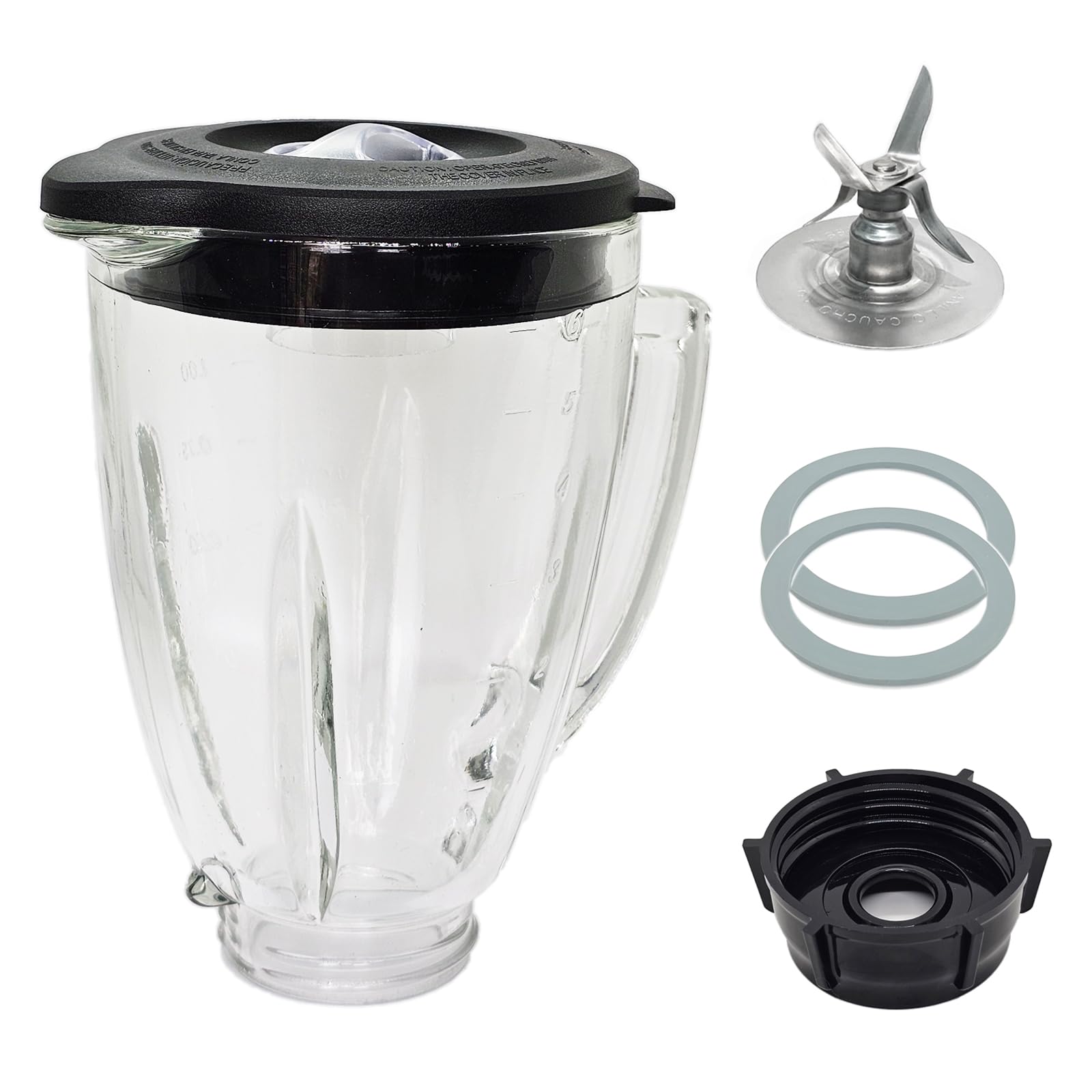 6 Cup Glass Blender Jar with Stainless Steel Blade - Replacement Blender Parts for Oster Osterizer (Fits Most Models) - Perfect for Smoothies, Shakes & Food Prep