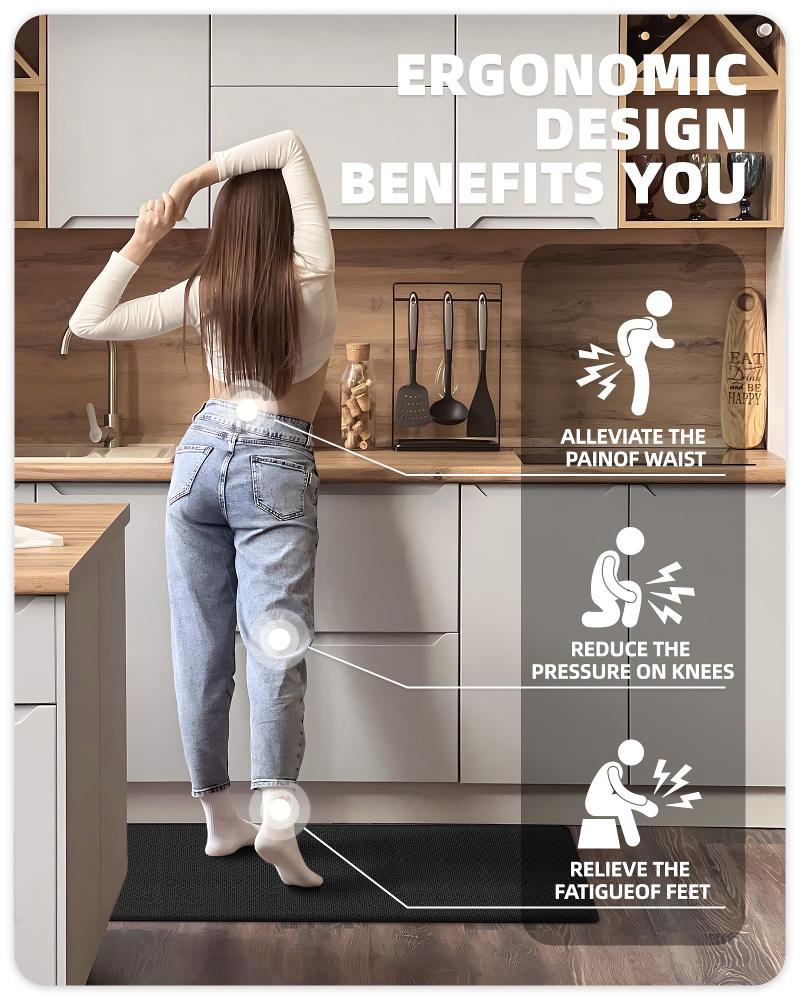 Anti-Fatigue Kitchen Mat with Non-Slip Cushioning - 17