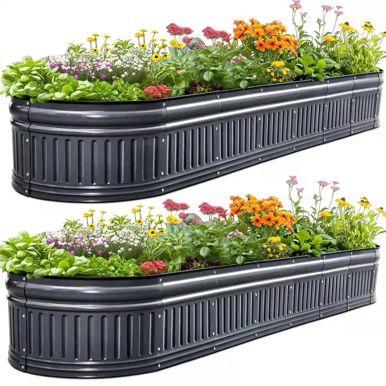 94x24x24 Inch Oval Elevated Raised Garden Bed Kit for Vegetables, Flowers & Herbs - Perfect for Outdoor Gardening, Patio, Backyard & Small Spaces