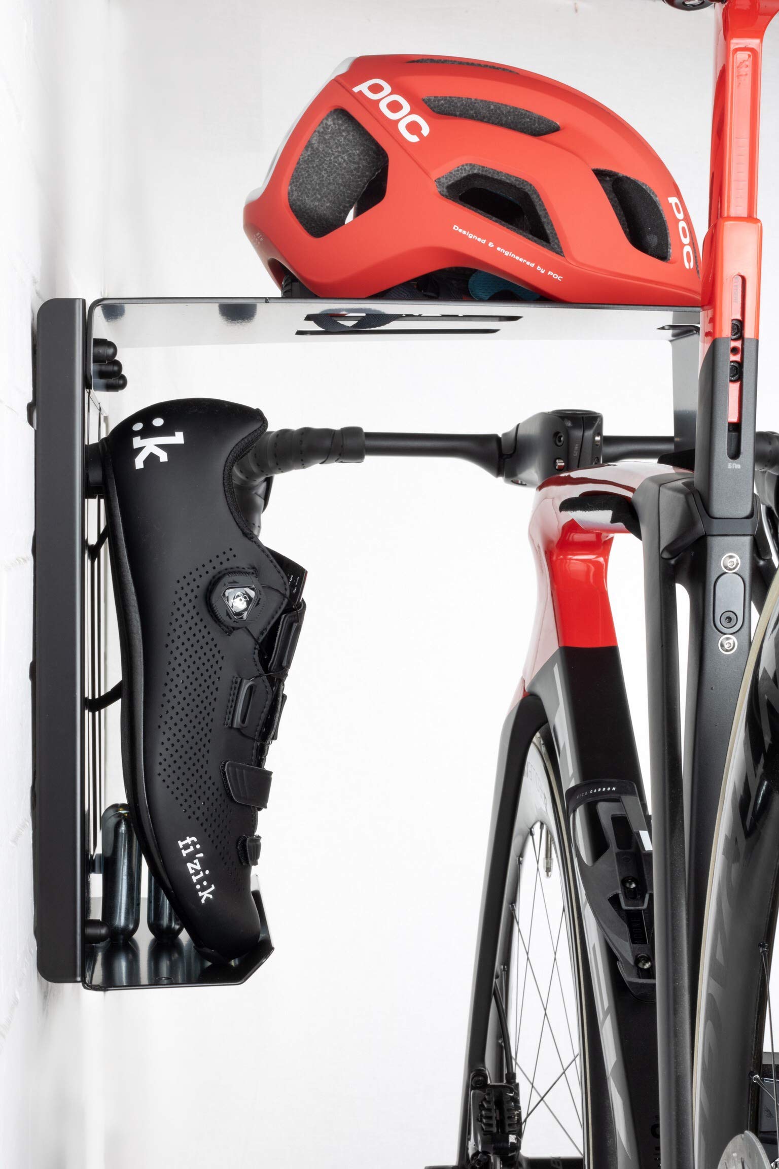 Wall Mount Bike Rack - Heavy Duty Bike Storage System for Road & Mountain Bikes | Space Saving Bike Shelf with Helmet & Shoe Storage | Indoor & Garage Bike Wall Mount | Perfect for Cycling Enthusiasts & Small Spaces