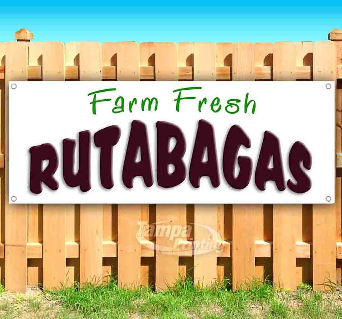 Farm Fresh Rutabagas Banner 13 oz - Heavy-Duty Vinyl Sign with Metal Grommets for Farmers Markets & Produce Stands | Durable Single-Sided Non-Fabric Display