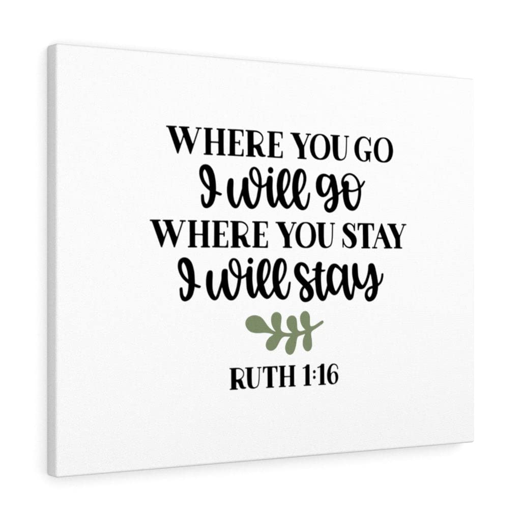 Christian Wall Art with Bible Verse - Ruth 1:16 'I Will Go' Scripture Print | Ready to Hang Inspirational Home Decor for Living Room, Bedroom & Church