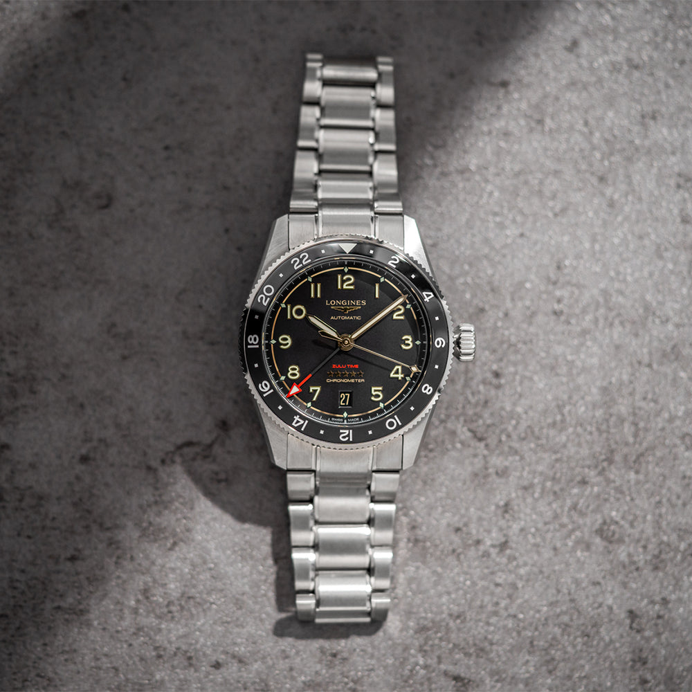 Spirit Zulu Time Titanium Watch - 39mm Men's Luxury Pilot Watch with GMT Function - Perfect for Travel, Business & Aviation Enthusiasts