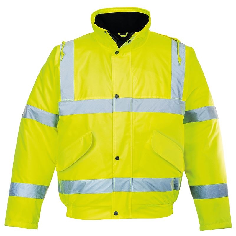 Portwest PW001 High Visibility Bomber Jacket - Reflective Safety Workwear for Construction, Road Workers & Outdoor Activities