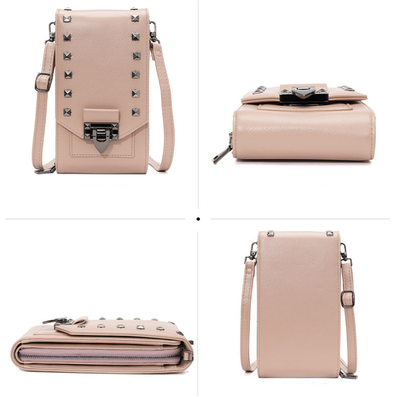 Stylish Women's Solid Color Crossbody Shoulder Bag with Rivet Design - Perfect for Phone, Wallet & Essentials - Ideal for Work, Travel & Daily Use