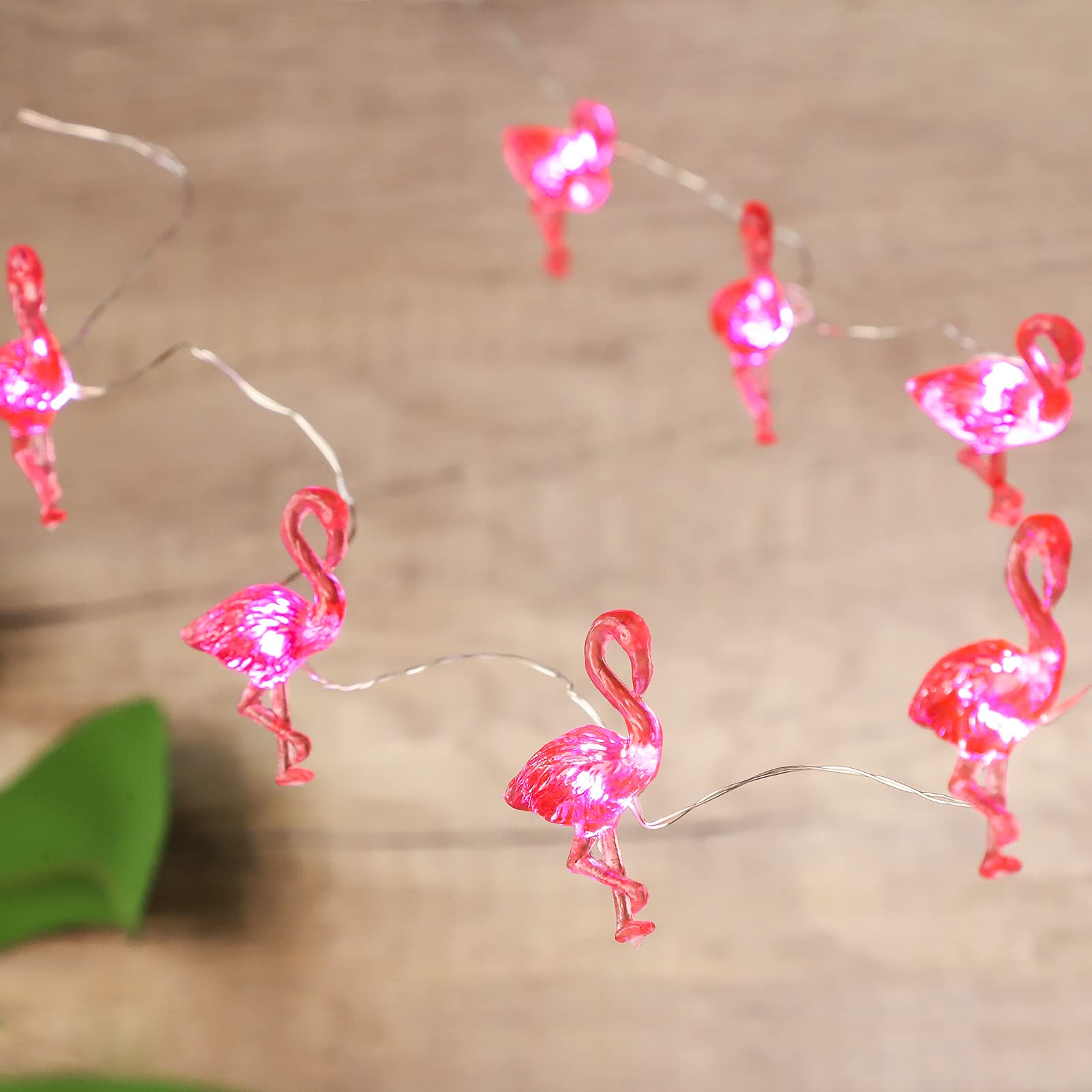 Pink Flamingo String Lights - 10ft 30LEDs Battery Operated & USB Powered with Remote Control - Tropical Fairy Lights for Home Decor, Party, Wedding, Backyard, Patio, Bedroom, and Outdoor Summer Decorations