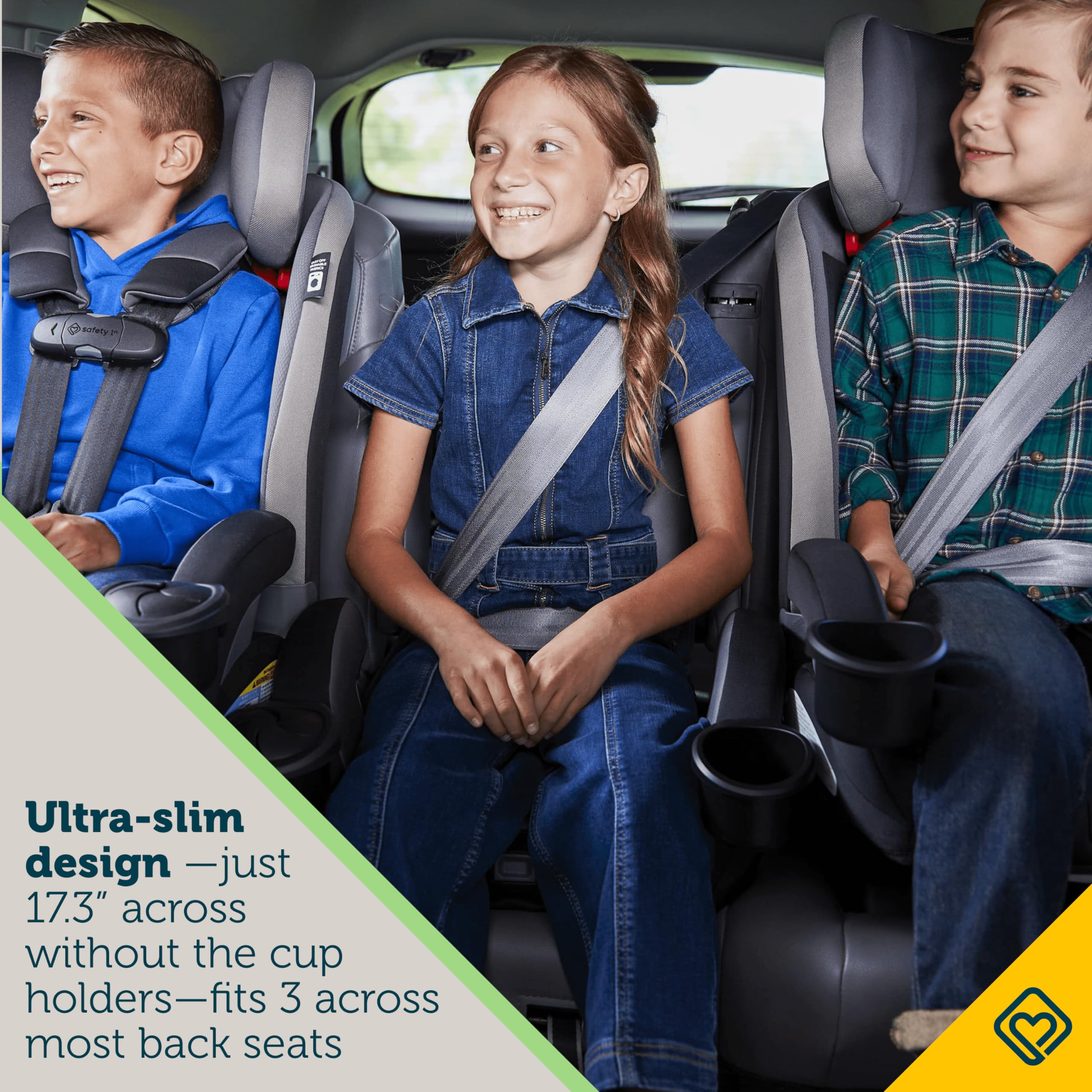 Safety 1st Everslim DLX Slim Convertible Car Seat - 4-in-1 Child Safety Car Seat for Babies 5-100 lbs | Rear & Forward Facing | Compact Design for Small Cars | Perfect for Travel & Daily Commute